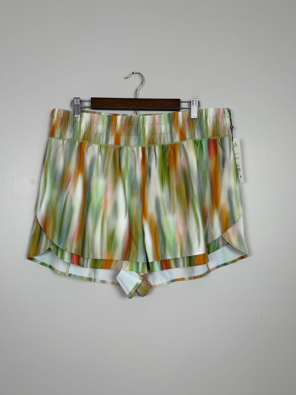 Calia Shorts Womens 1X Green Filtered Flora Step Up High Rise 3" Inseam Athletic